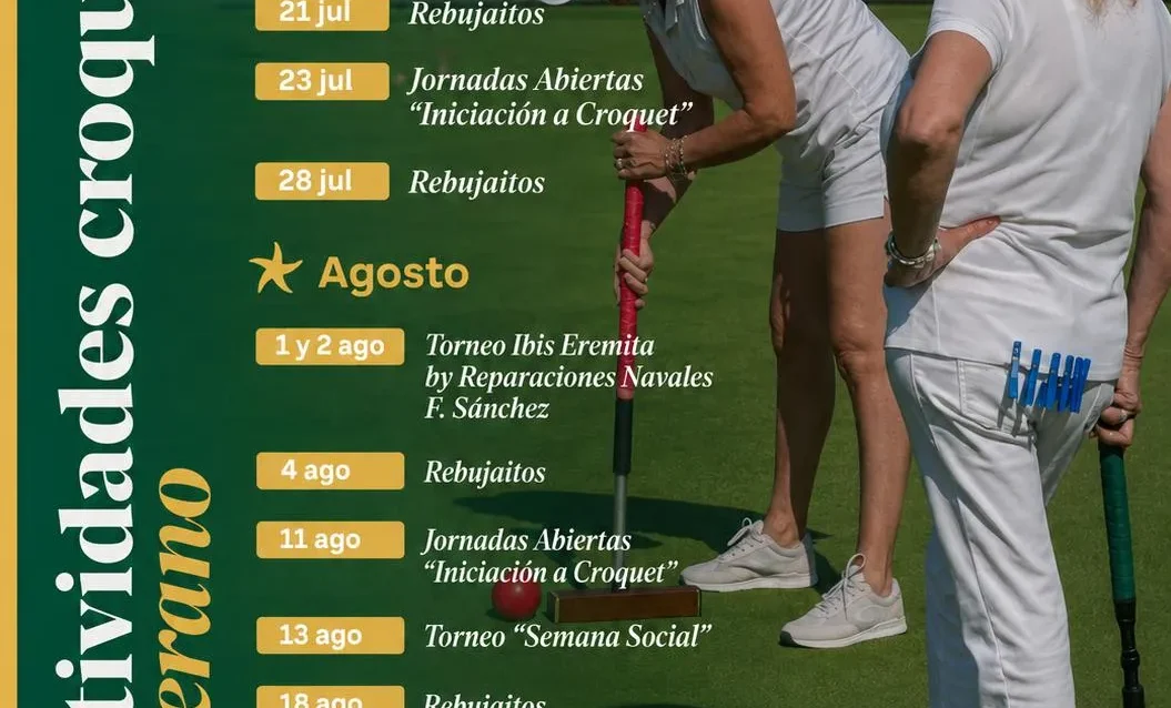 Calendario de actividades de croquet verano 2026 del Real Novo Sancti Petri