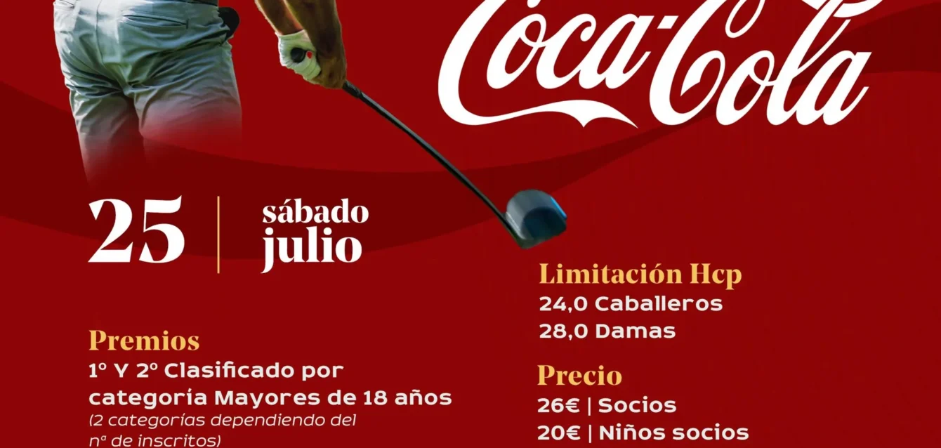 Cartel del torneo Coca-Cola del sábado 25 de julio de 2026 en el Real Novo Sancti Petri, con premios, precios, hándicap e inscripción