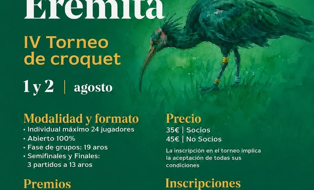 torneo-de-croquet-ibis-eremita Cartel del IV Torneo de croquet Ibis Eremita en el Real Novo Sancti Petri