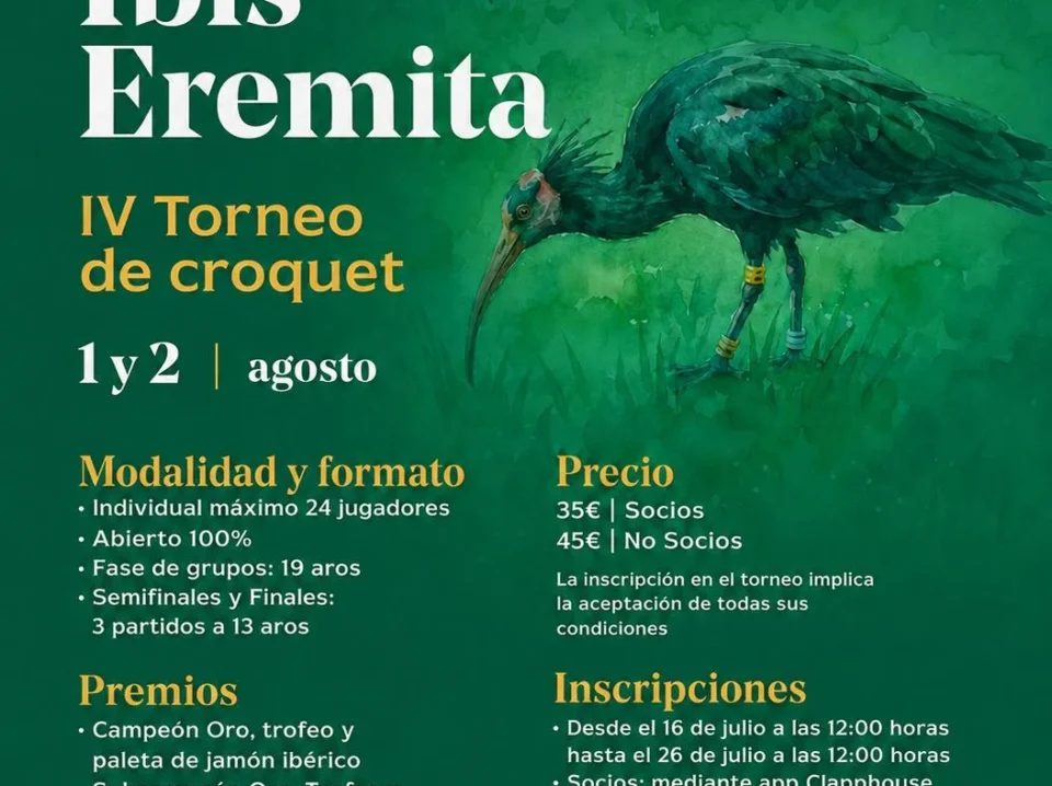 torneo-de-croquet-ibis-eremita Cartel del IV Torneo de croquet Ibis Eremita en el Real Novo Sancti Petri